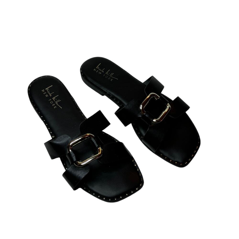 NICOLE MILLER NEW YORK KADIEY SANDALS SLIDES BLACK SIZE 7